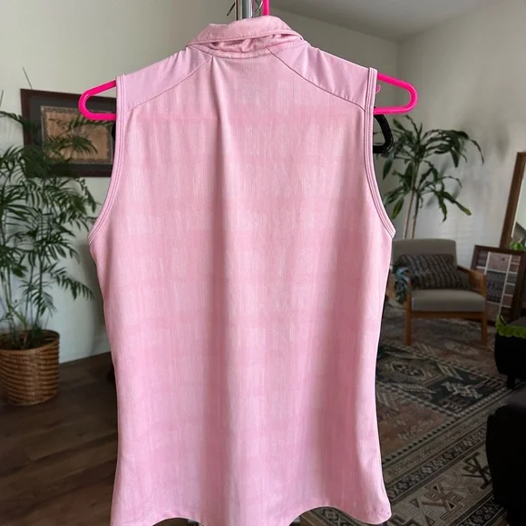 Adidas Women's Pink Collared Active Golf Tennis Pickle Ball Tank Top Shirt Sz M - Picture 4 of 12